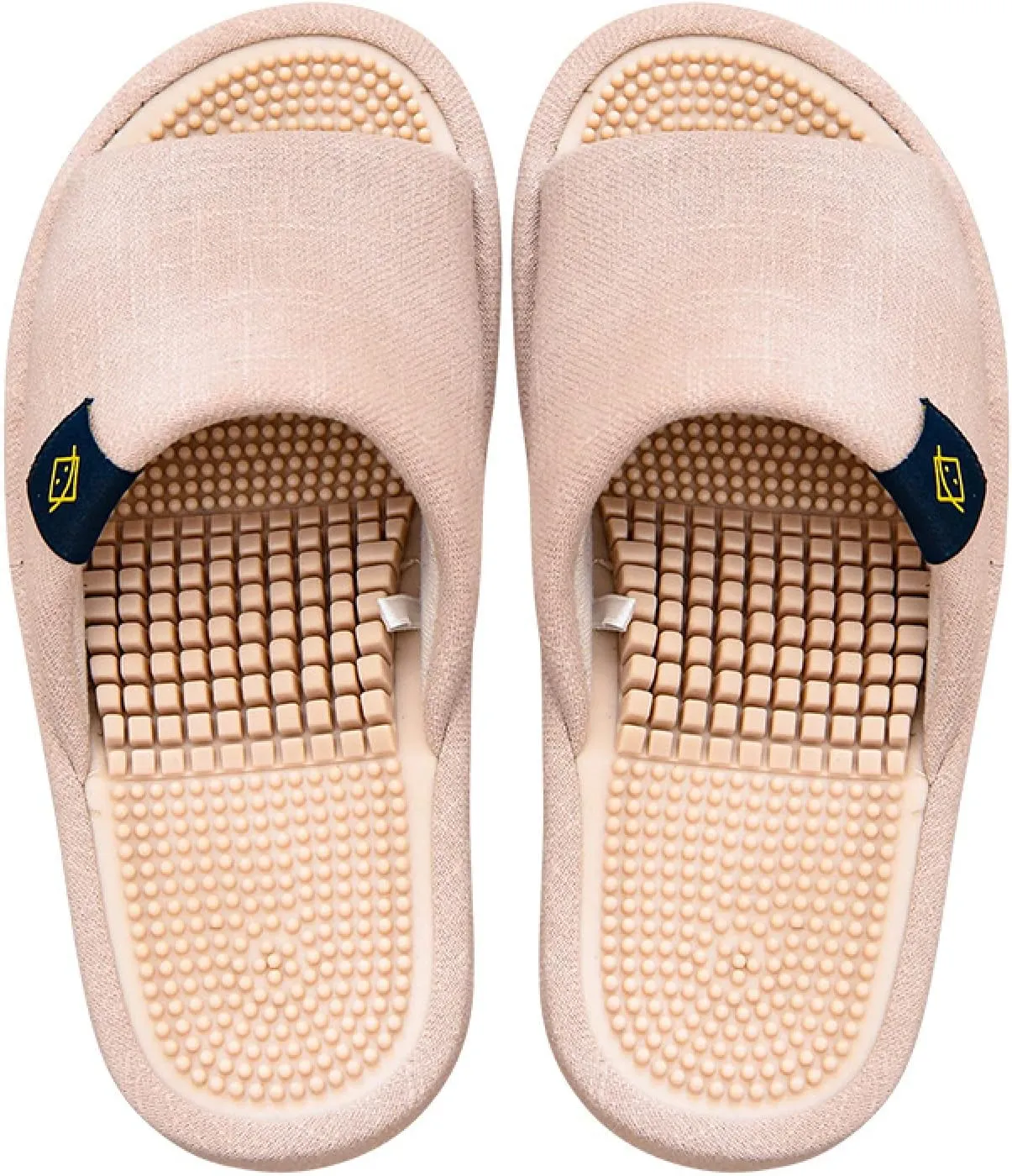 Reflexology Sandals for Men Women,Massage Pedicure Slippers, Thick Sole Comfortable Slippers,Beige,38-39,Foot Massage Slippers for Men Women