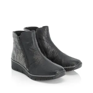 RIEKER - 73781-00 TWIN ZIP ANKLE BOOT - BLACK/SILVER