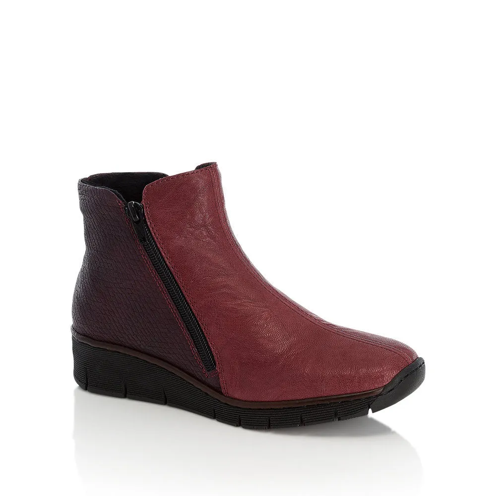 RIEKER - 73781-35 TWIN ZIP ANKLE BOOT - WINE/BORDEAUX