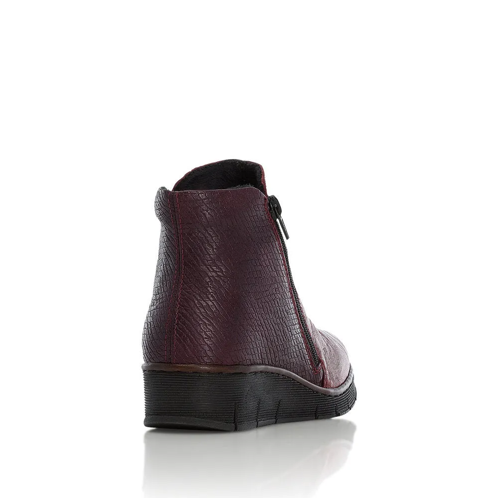 RIEKER - 73781-35 TWIN ZIP ANKLE BOOT - WINE/BORDEAUX