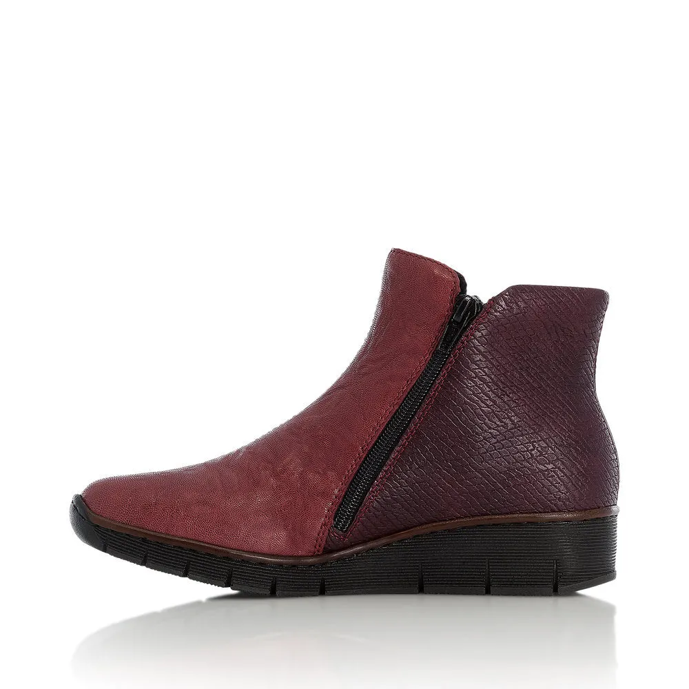 RIEKER - 73781-35 TWIN ZIP ANKLE BOOT - WINE/BORDEAUX