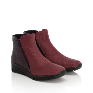 RIEKER - 73781-35 TWIN ZIP ANKLE BOOT - WINE/BORDEAUX