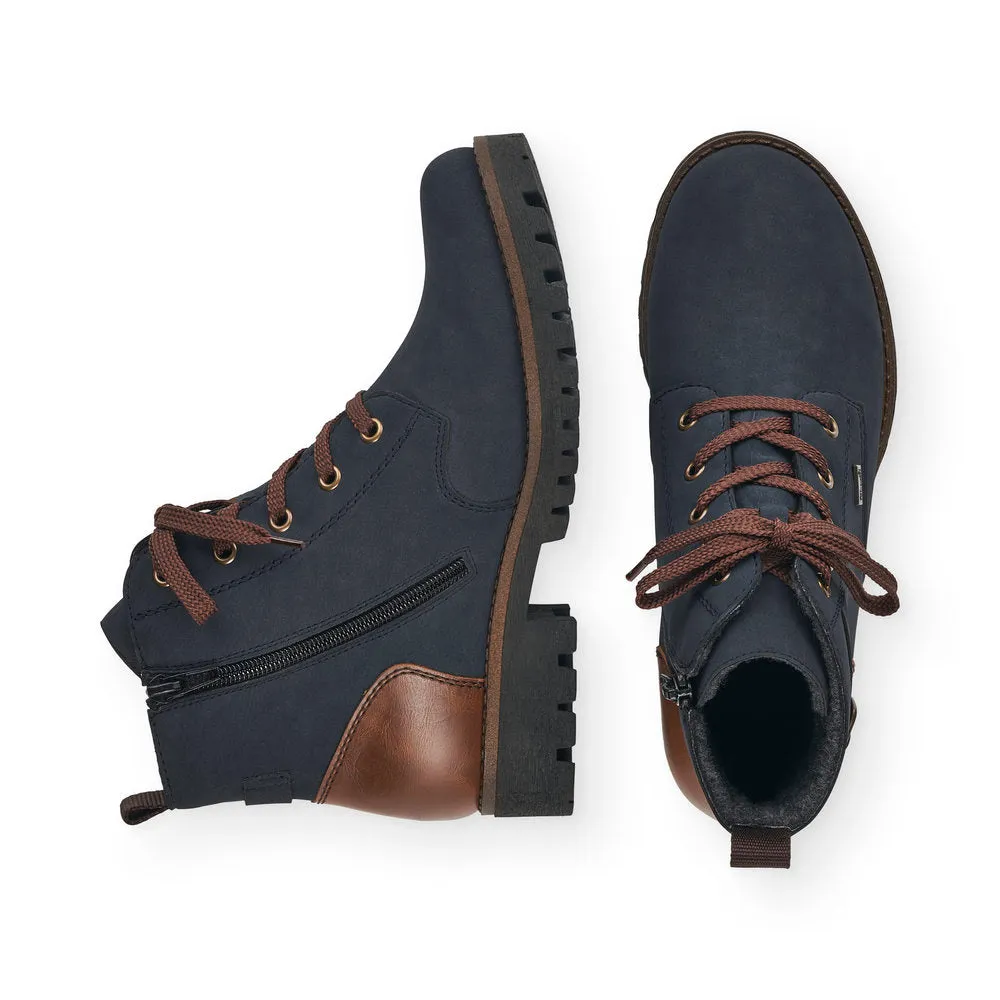 RIEKER - 78502-14 TEX-LACED CASUAL ANKLE BOOT - NAVY