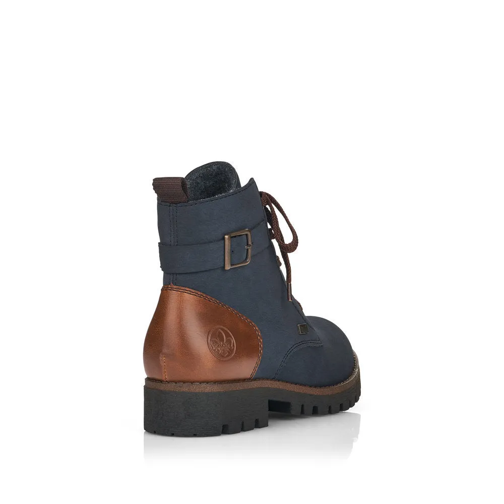 RIEKER - 78502-14 TEX-LACED CASUAL ANKLE BOOT - NAVY