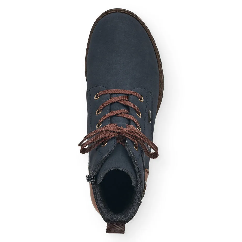 RIEKER - 78502-14 TEX-LACED CASUAL ANKLE BOOT - NAVY
