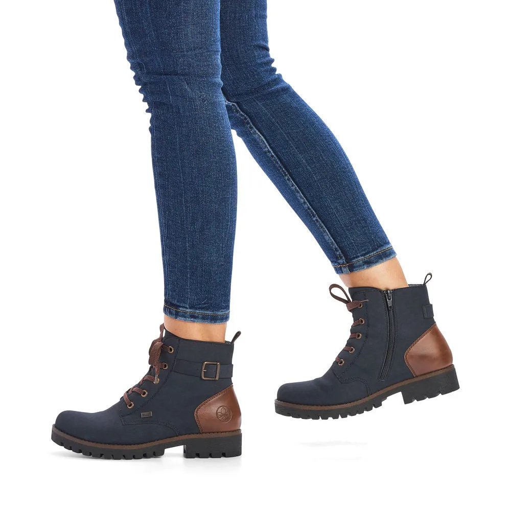 RIEKER - 78502-14 TEX-LACED CASUAL ANKLE BOOT - NAVY
