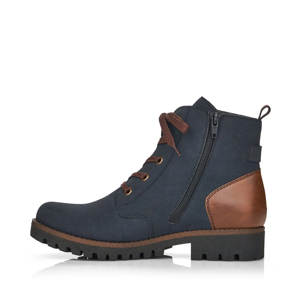 RIEKER - 78502-14 TEX-LACED CASUAL ANKLE BOOT - NAVY