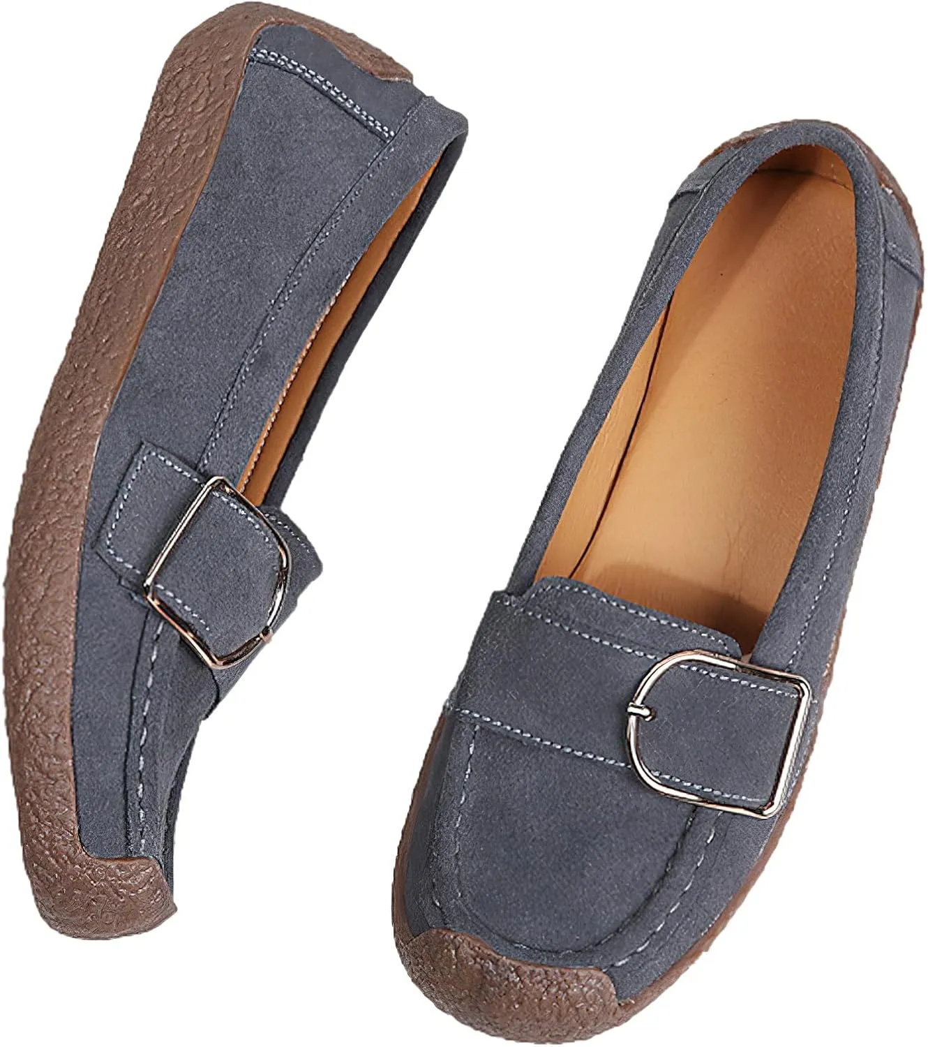 rismart Women's Slip On Suede Loafers Driving Flats Casual Shoes