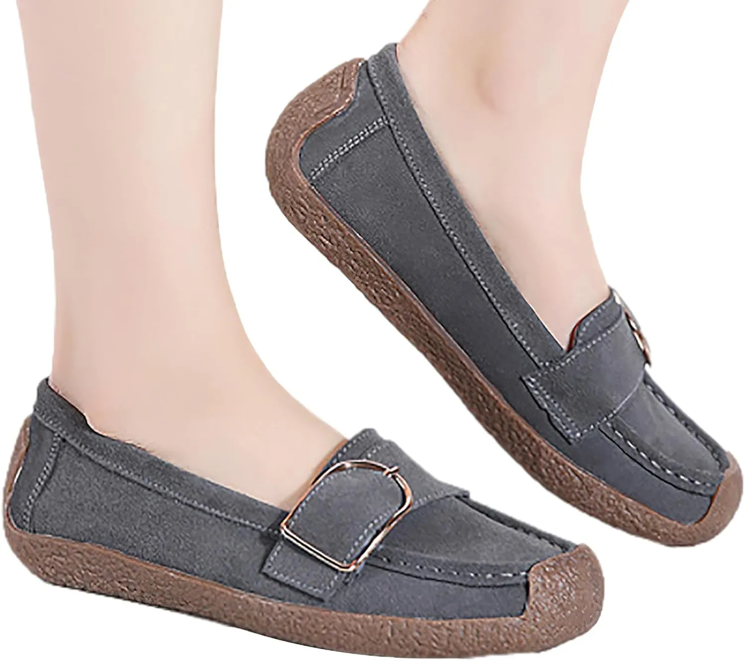 rismart Women's Slip On Suede Loafers Driving Flats Casual Shoes