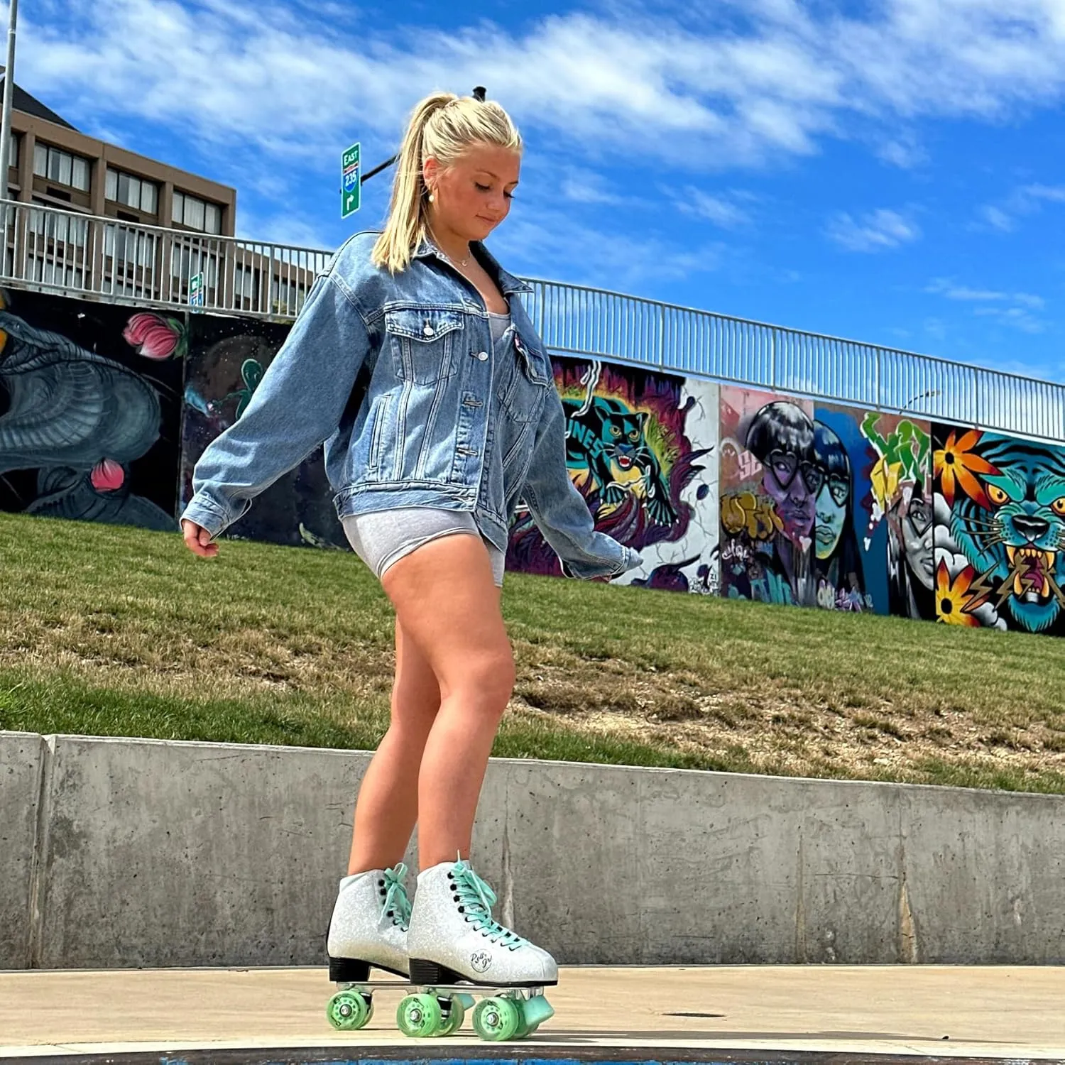 Rollr GRL Astra by Pacer, Freestyle Glitter Roller Skates for Women, Beginners and Intermediate, Indoor Outdoor Skates