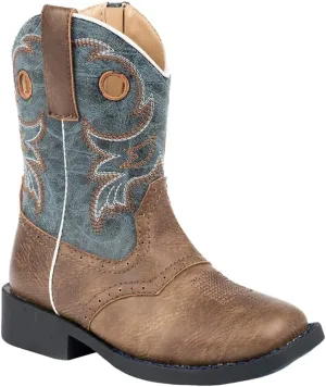 ROPER Toddler Boys Daniel Embroidery Square Toe Casual Boots Mid Calf - Blue, Brown