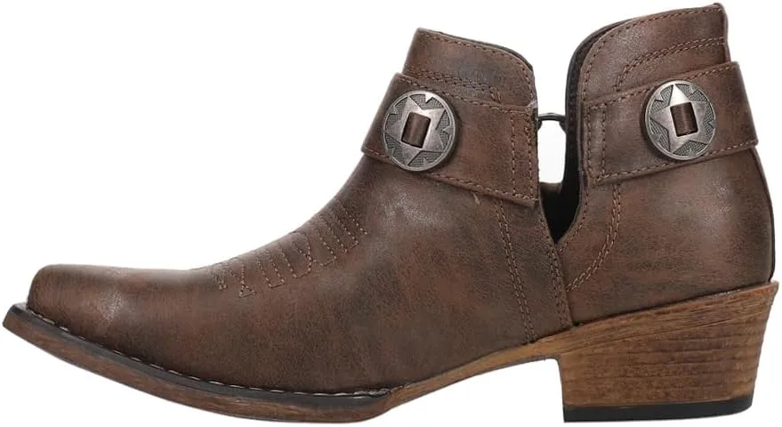 ROPER Womens Ava Harness Snip Toe Casual Boots Ankle Low Heel 1-2" - Brown