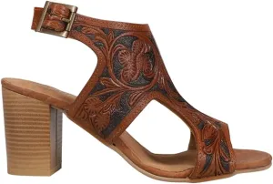 ROPER Womens Mika Ii Floral Embossed Block Dress Casual Casual Mid Heel 2-3" - Brown