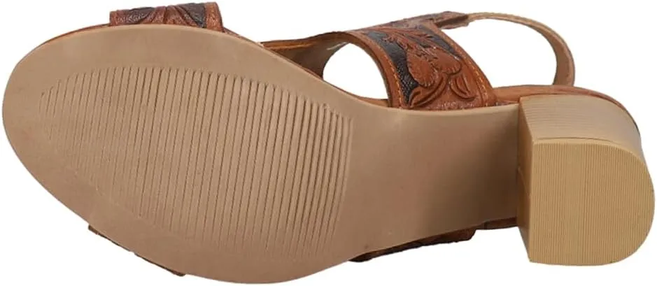 ROPER Womens Mika Ii Floral Embossed Block Dress Casual Casual Mid Heel 2-3" - Brown