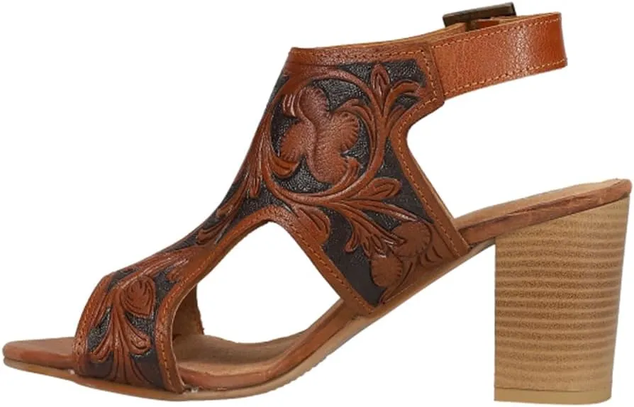 ROPER Womens Mika Ii Floral Embossed Block Dress Casual Casual Mid Heel 2-3" - Brown