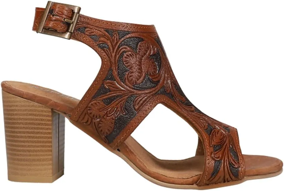 ROPER Womens Mika Ii Floral Embossed Block Dress Casual Casual Mid Heel 2-3" - Brown
