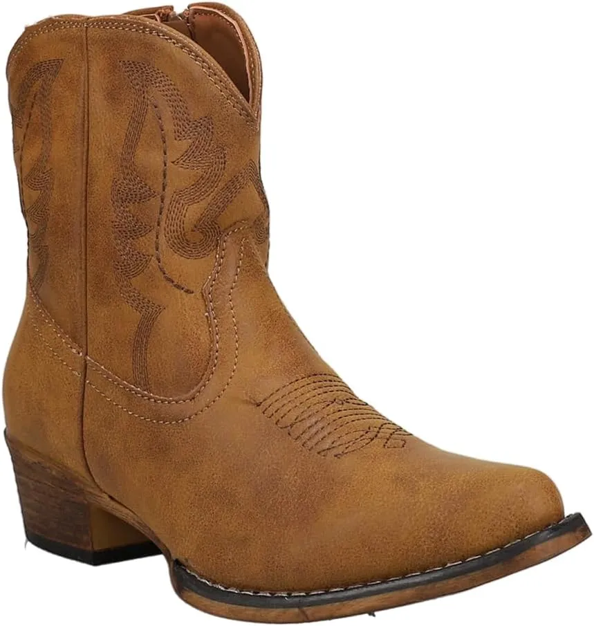 ROPER Womens Shay Round Toe Casual Boots Ankle Low Heel 1-2" - Brown
