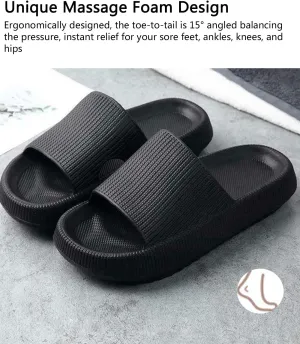 rosyclo Pillow Slippers for Women, Non-Slip Massage Foam Shower Bathroom Home Floor Thick Sole Quick Drying Cloud Cushion Womens Mens Sandals, Soft Comfortable Platform Open Toe Shoes