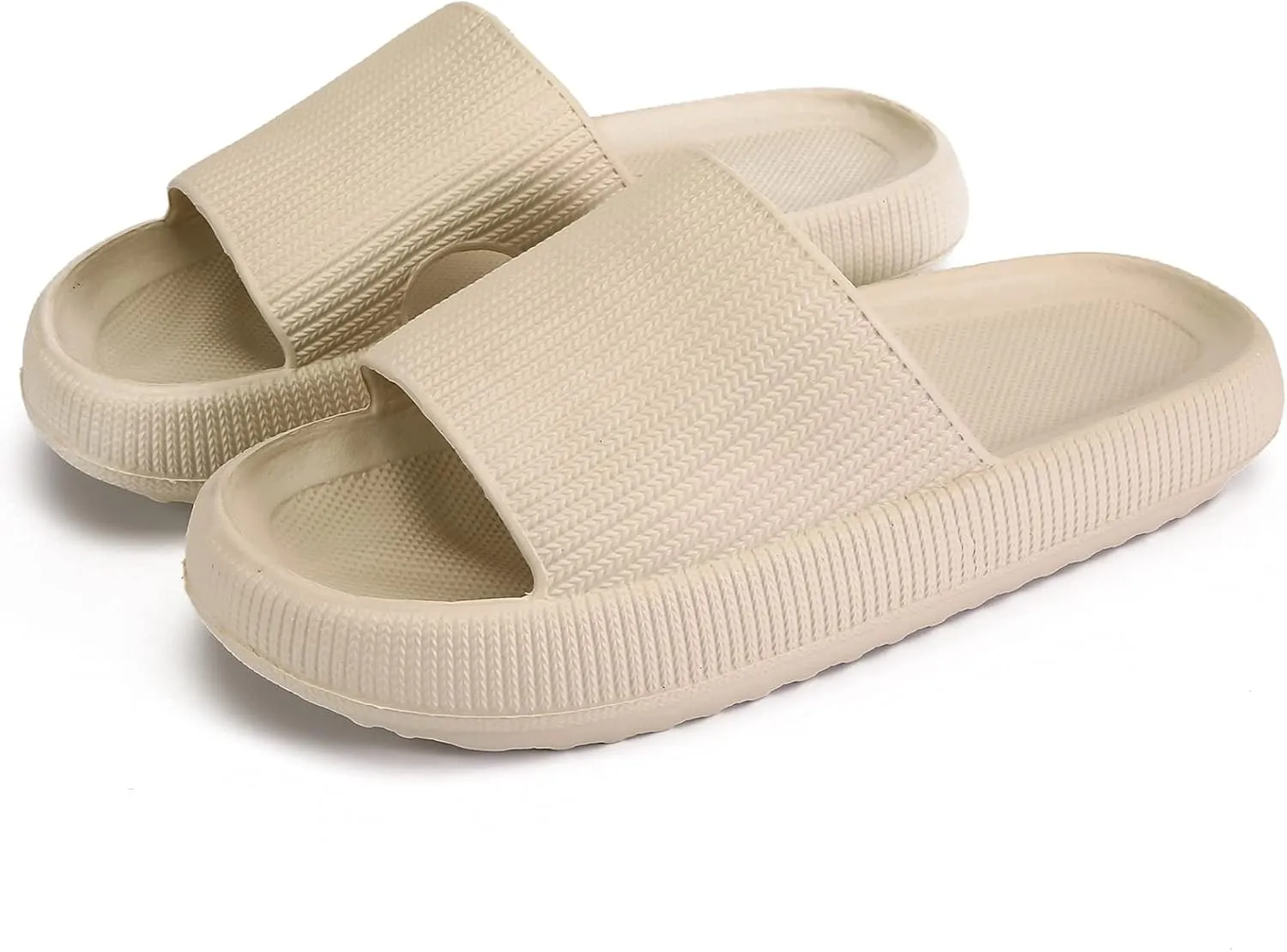 rosyclo Pillow Slippers for Women, Non-Slip Massage Foam Shower Bathroom Home Floor Thick Sole Quick Drying Cloud Cushion Womens Mens Sandals, Soft Comfortable Platform Open Toe Shoes