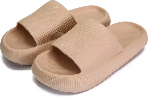 rosyclo Pillow Slippers for Women, Non-Slip Massage Foam Shower Bathroom Home Floor Thick Sole Quick Drying Cloud Cushion Womens Mens Sandals, Soft Comfortable Platform Open Toe Shoes