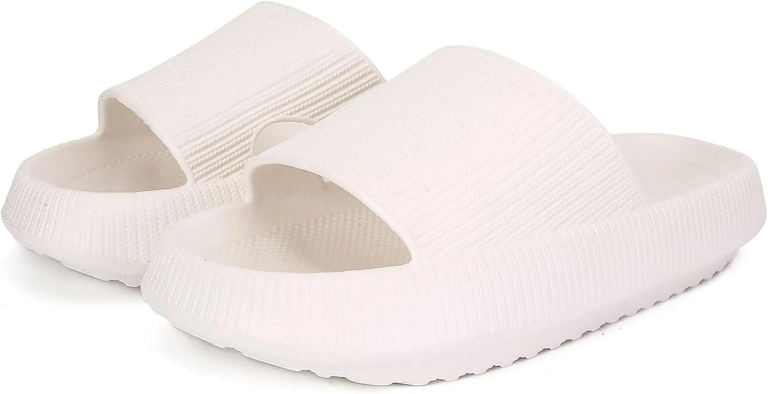 rosyclo Pillow Slippers for Women, Non-Slip Massage Foam Shower Bathroom Home Floor Thick Sole Quick Drying Cloud Cushion Womens Mens Sandals, Soft Comfortable Platform Open Toe Shoes