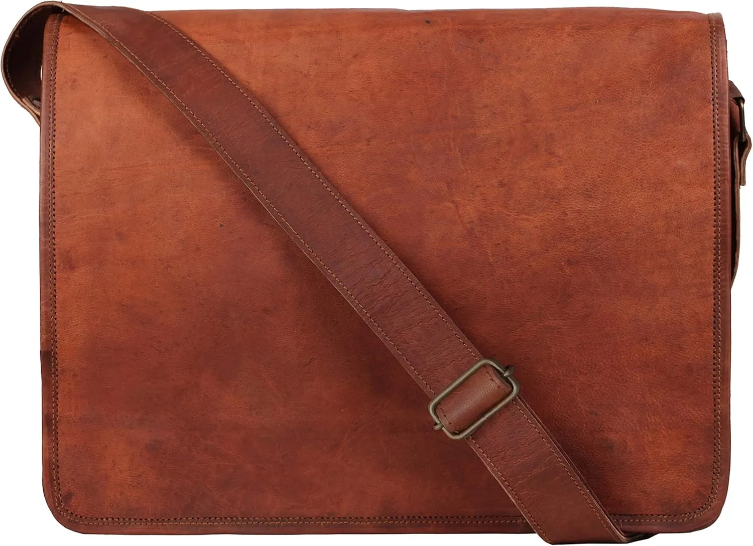 RUSTIC TOWN Leather Satchel iPad Tablet Bag - Leather Saddle Bag Purse - Small Shoulder Bag for Men and Women