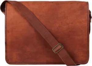RUSTIC TOWN Leather Satchel iPad Tablet Bag - Leather Saddle Bag Purse - Small Shoulder Bag for Men and Women