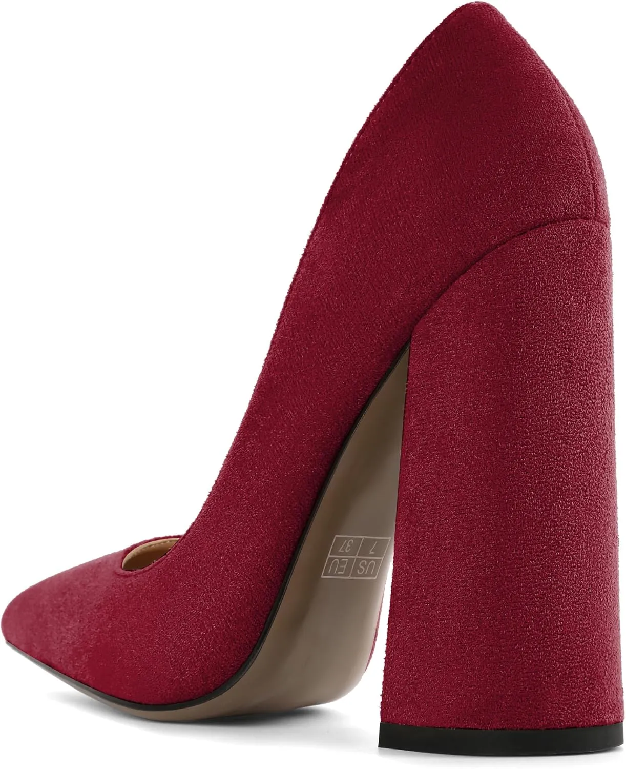 SAMMITOP Women's Chunky High Heel Pumps Pointed Toe Slip On Party Dress Shoes
