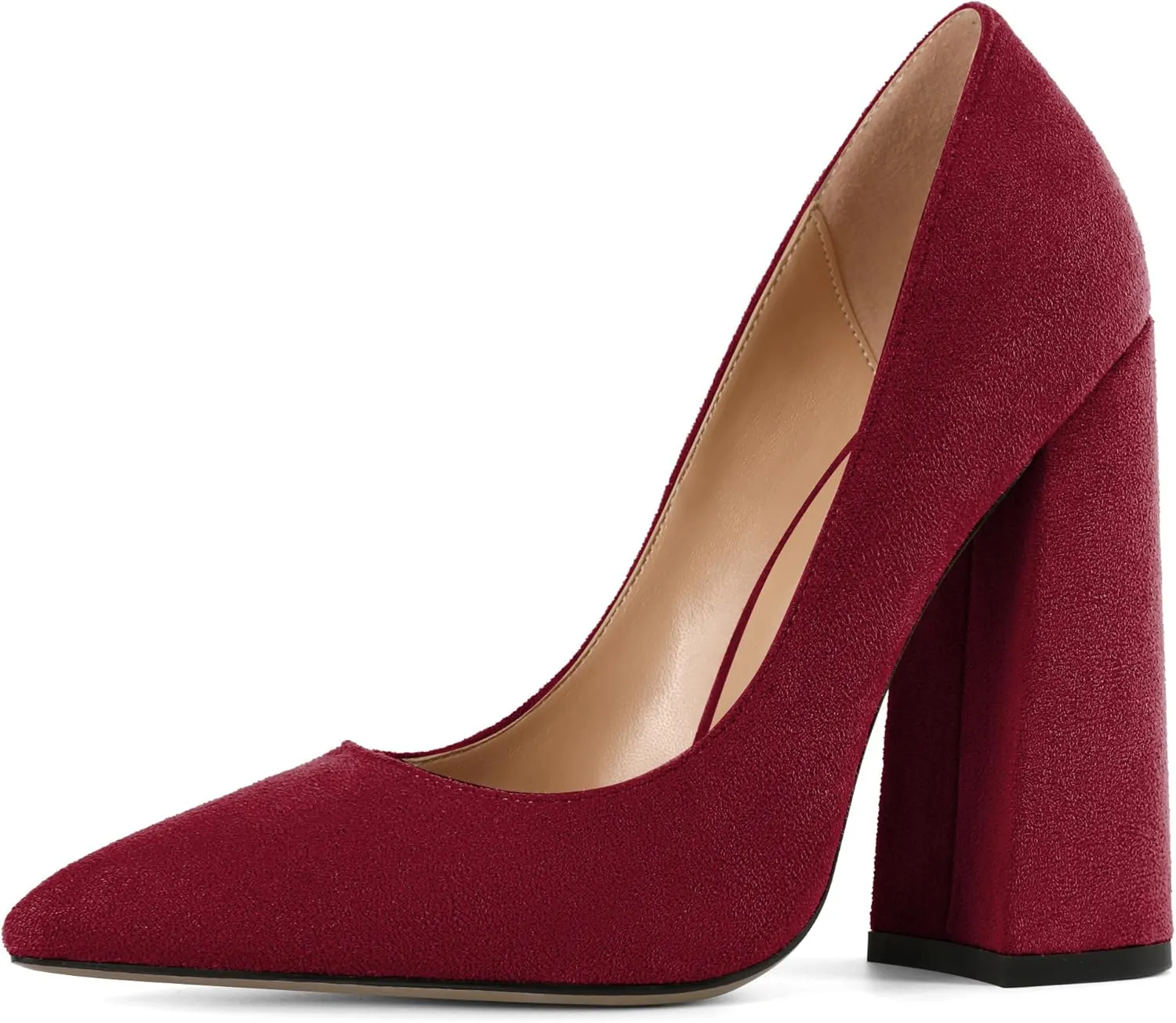 SAMMITOP Women's Chunky High Heel Pumps Pointed Toe Slip On Party Dress Shoes