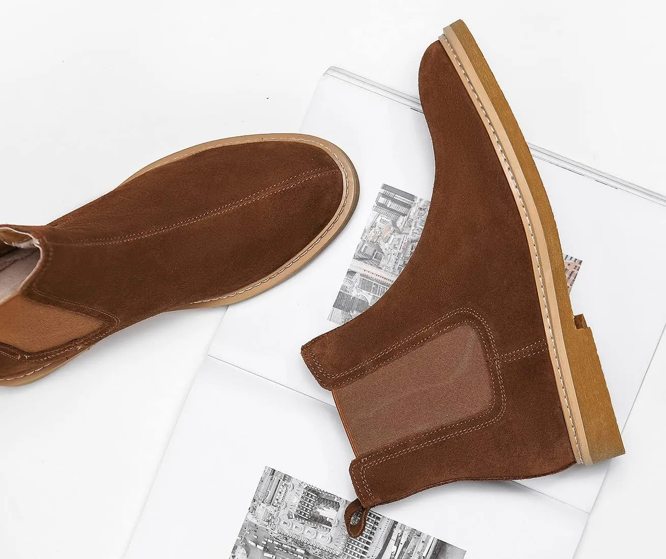 Santimon Men's Chelsea Boots Casual Chukka Ankle Boots Classic Elastic Dress Boots for Men
