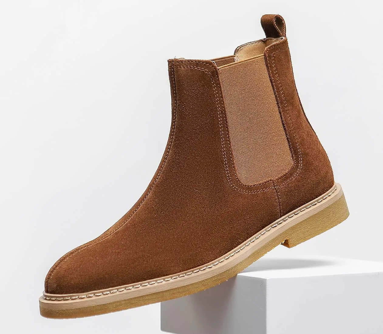 Santimon Men's Chelsea Boots Casual Chukka Ankle Boots Classic Elastic Dress Boots for Men