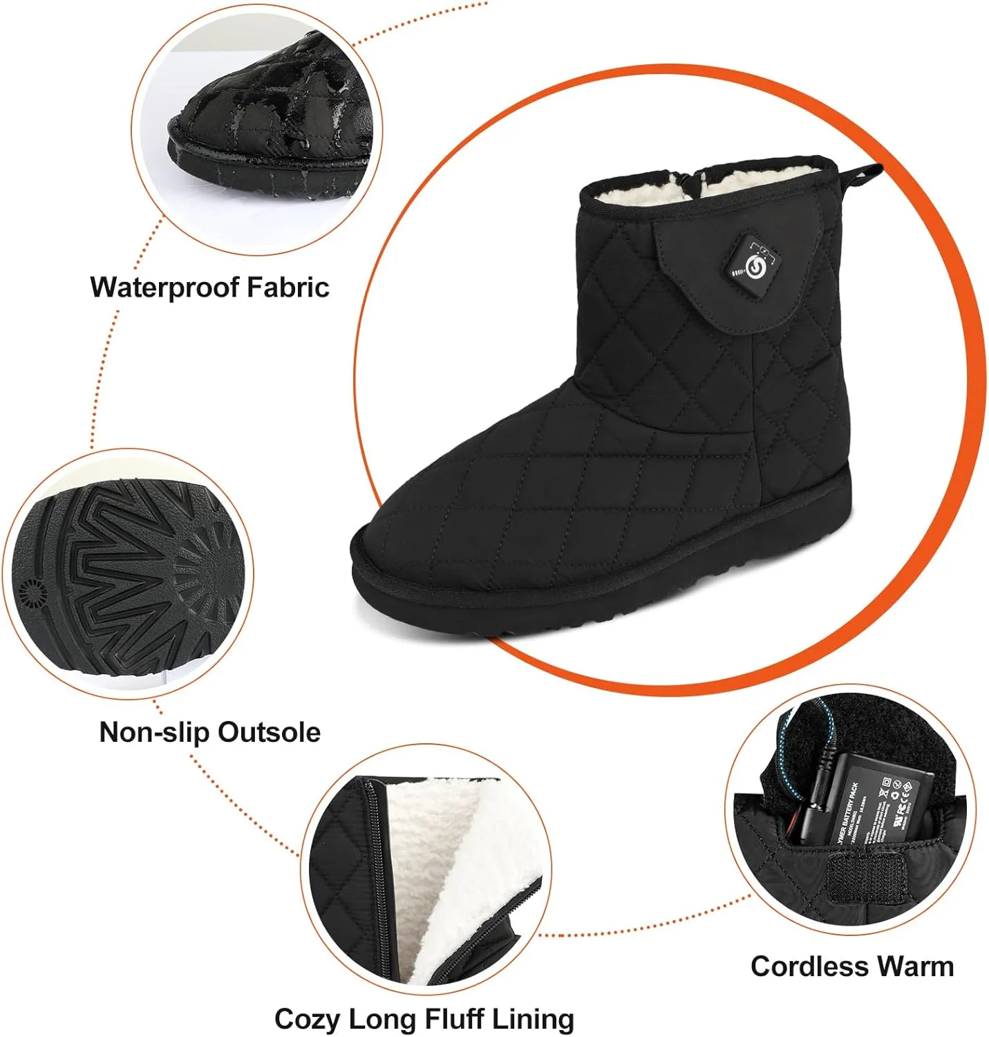 SAVIOR HEAT Heated Boots for Women, Heated Foot Warmer for Feet with Toe Warmers, Rechargeable Heated Shoes Winter Snow Boots