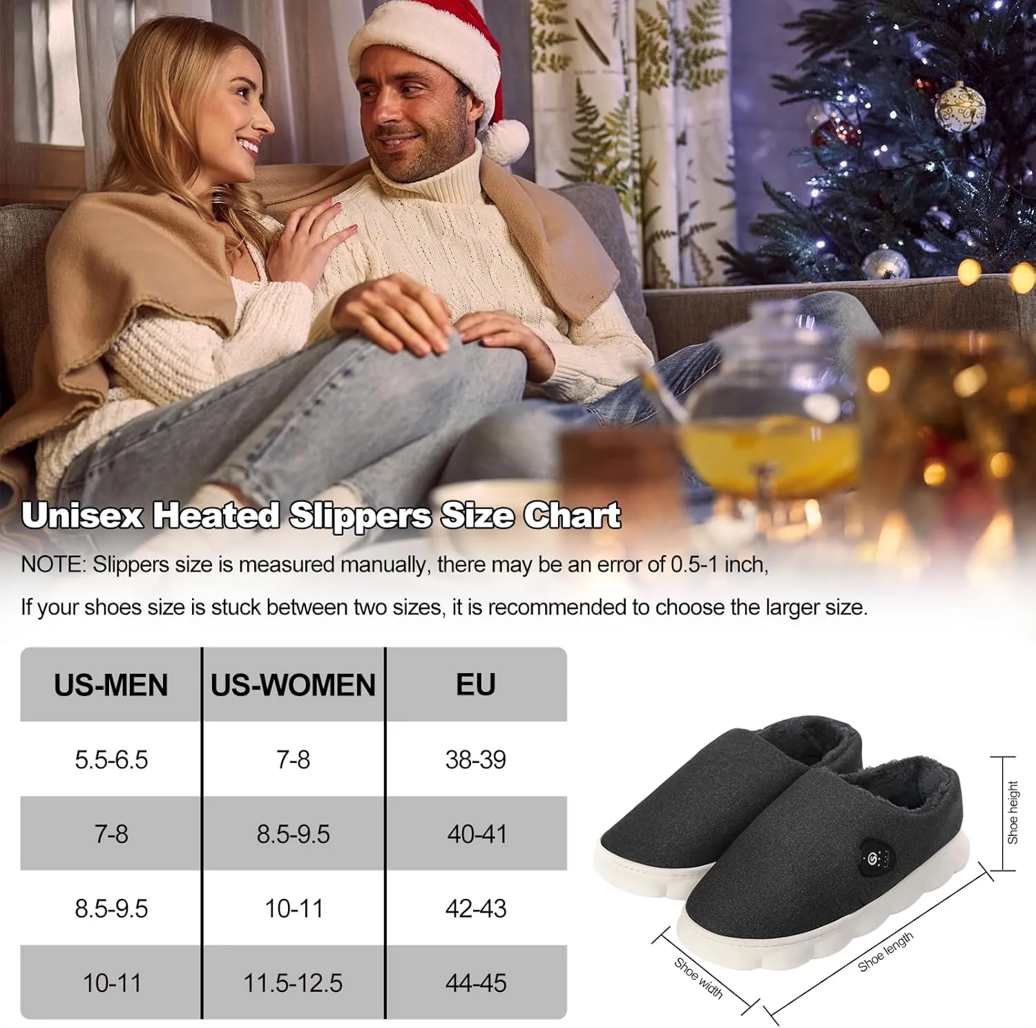 SAVIOR HEAT Heated Slippers with App Control, 7.4V Electric Foot Warmer for Men & Women, Heated Shoes for Winter Home