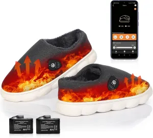 SAVIOR HEAT Heated Slippers with App Control, 7.4V Electric Foot Warmer for Men & Women, Heated Shoes for Winter Home