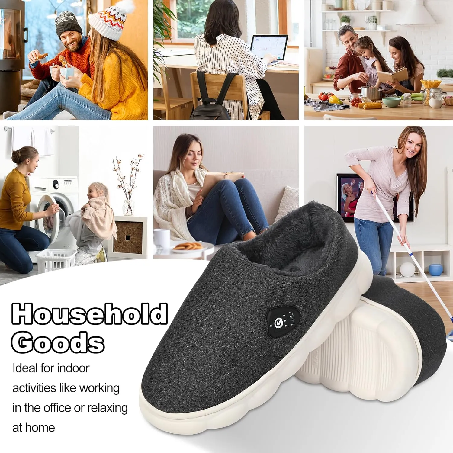 SAVIOR HEAT Heated Slippers with App Control, 7.4V Electric Foot Warmer for Men & Women, Heated Shoes for Winter Home