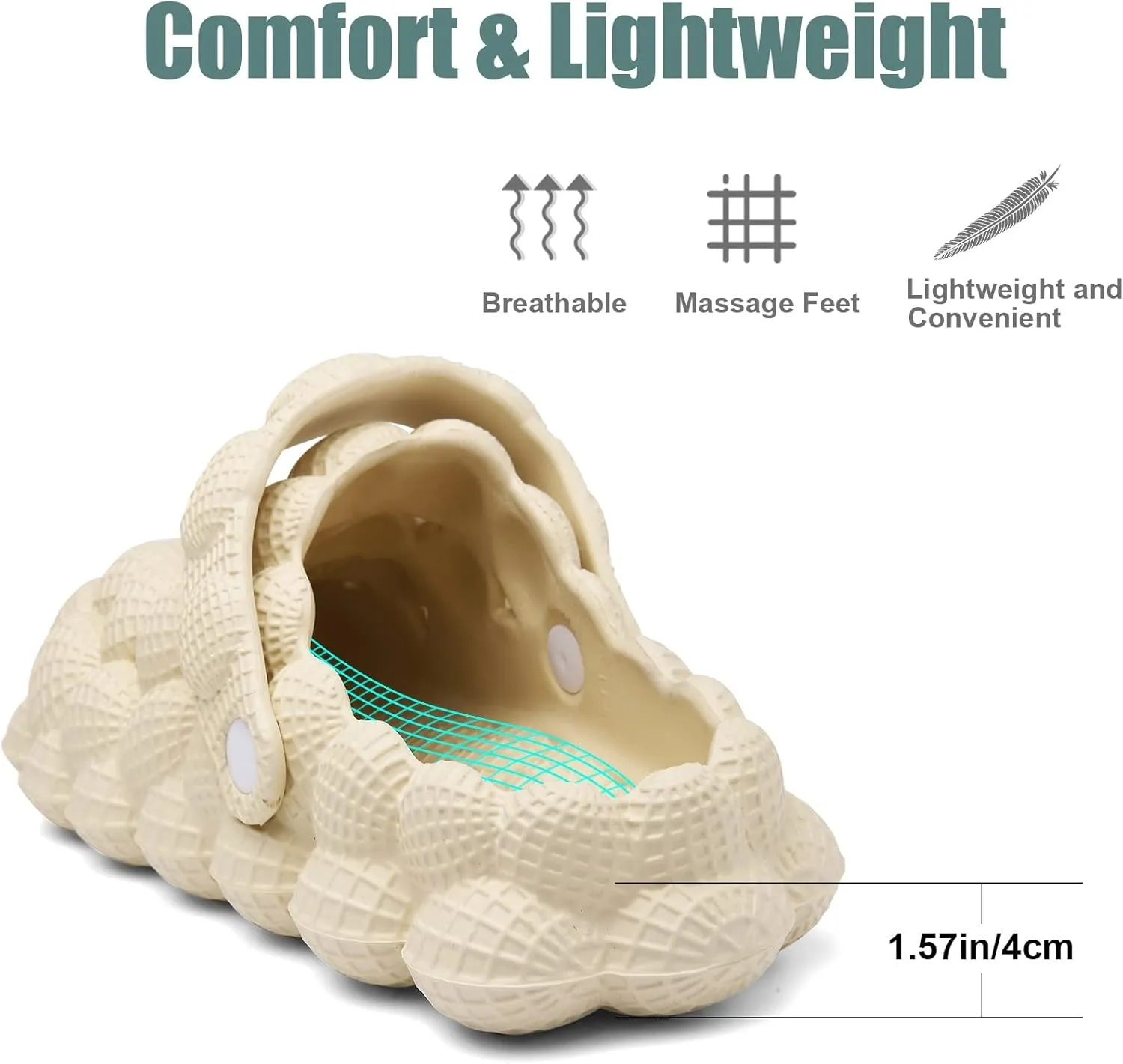 Scecocrs Bubble Slides for Adult and Kids, Boys Girls Men Women Garden Clogs Shoes, Cushioned Massage Golf Ball Slides Platform Comfortable Bubble Slipper Sandal