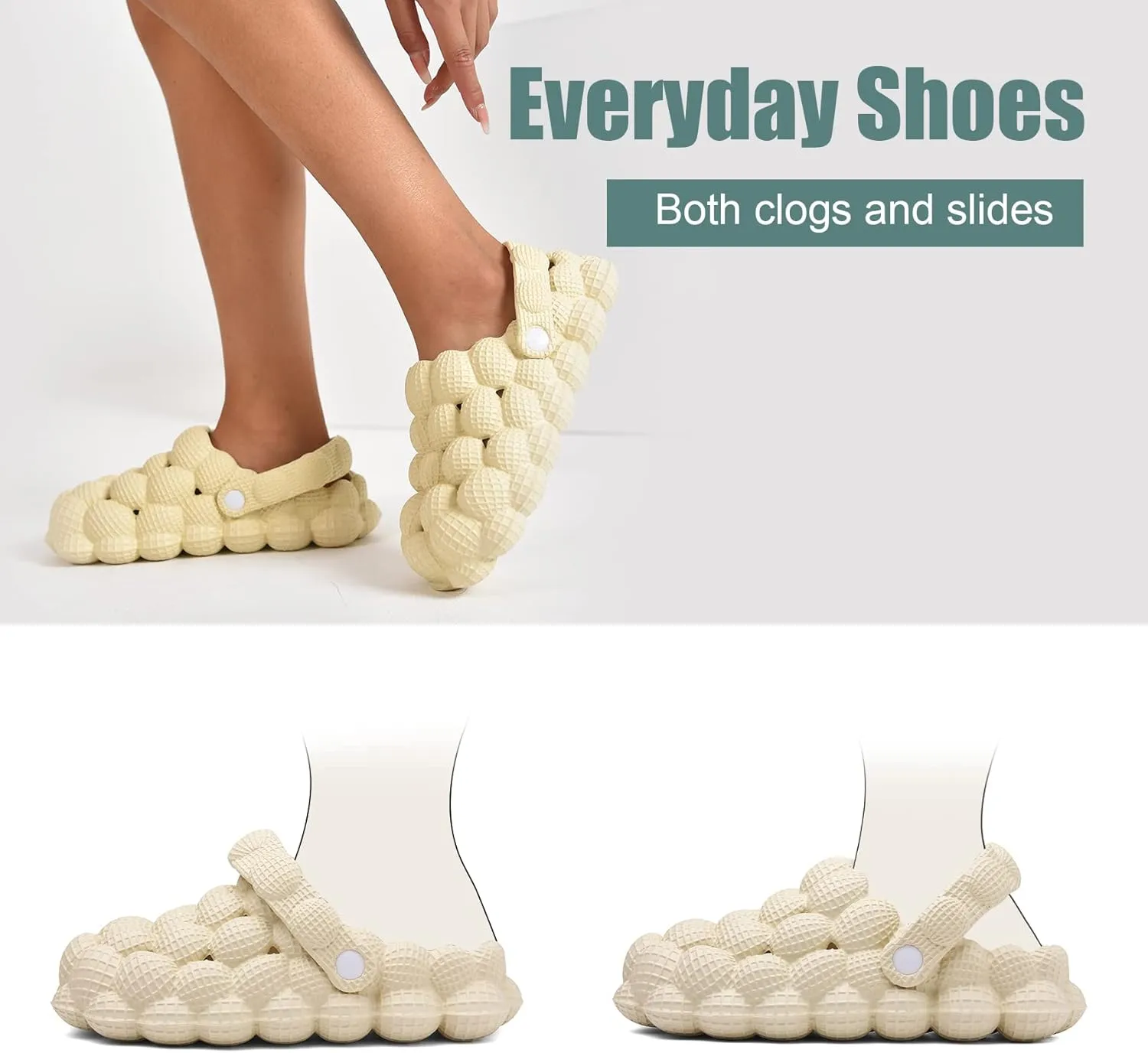 Scecocrs Bubble Slides for Adult and Kids, Boys Girls Men Women Garden Clogs Shoes, Cushioned Massage Golf Ball Slides Platform Comfortable Bubble Slipper Sandal