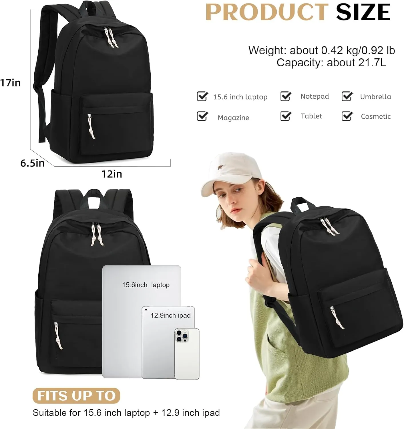 School Backpack for Teen Girls Women Laptop Backpack College Bookbags Middle School Travel Work Commuter Back Pack