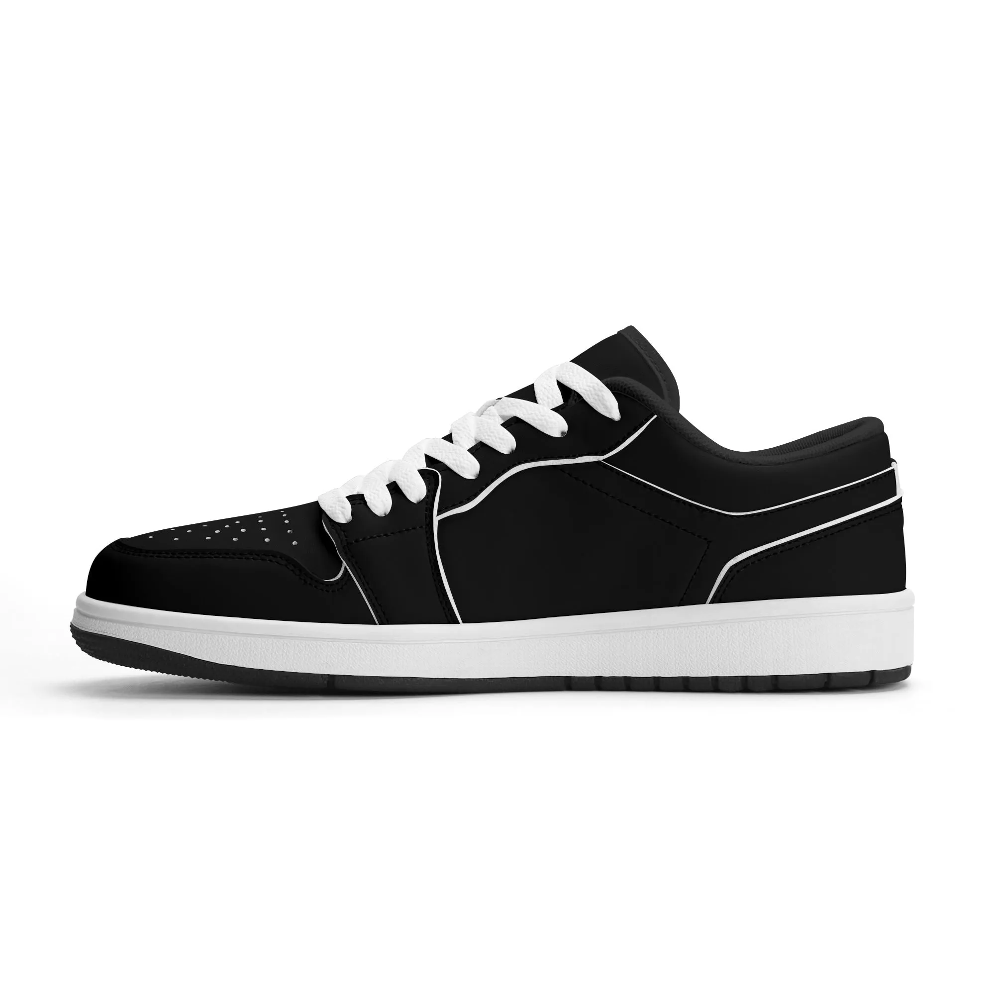 Schwarze Low Top Leder Sneaker für Damen