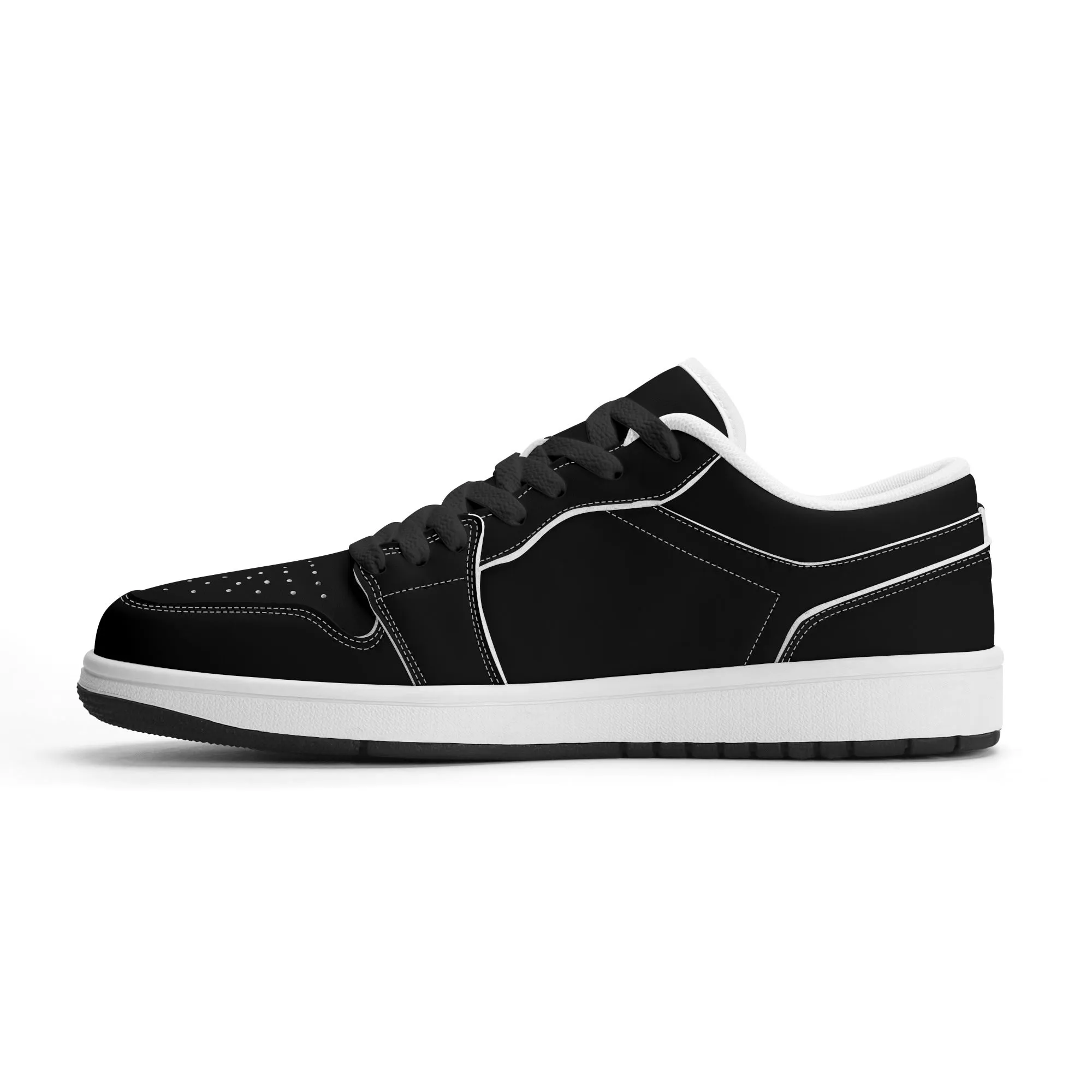 Schwarze Low Top Leder Sneaker für Damen