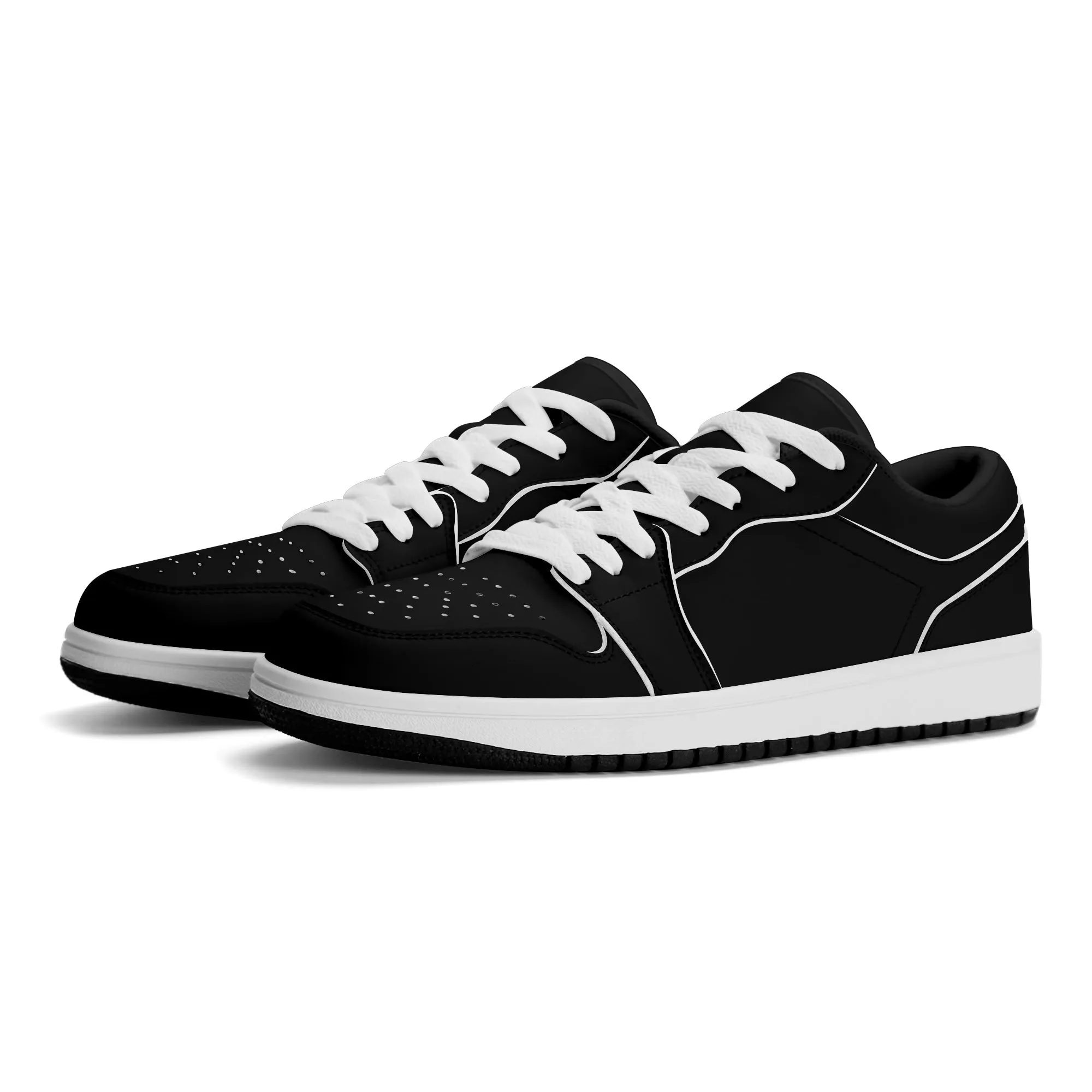 Schwarze Low Top Leder Sneaker für Damen