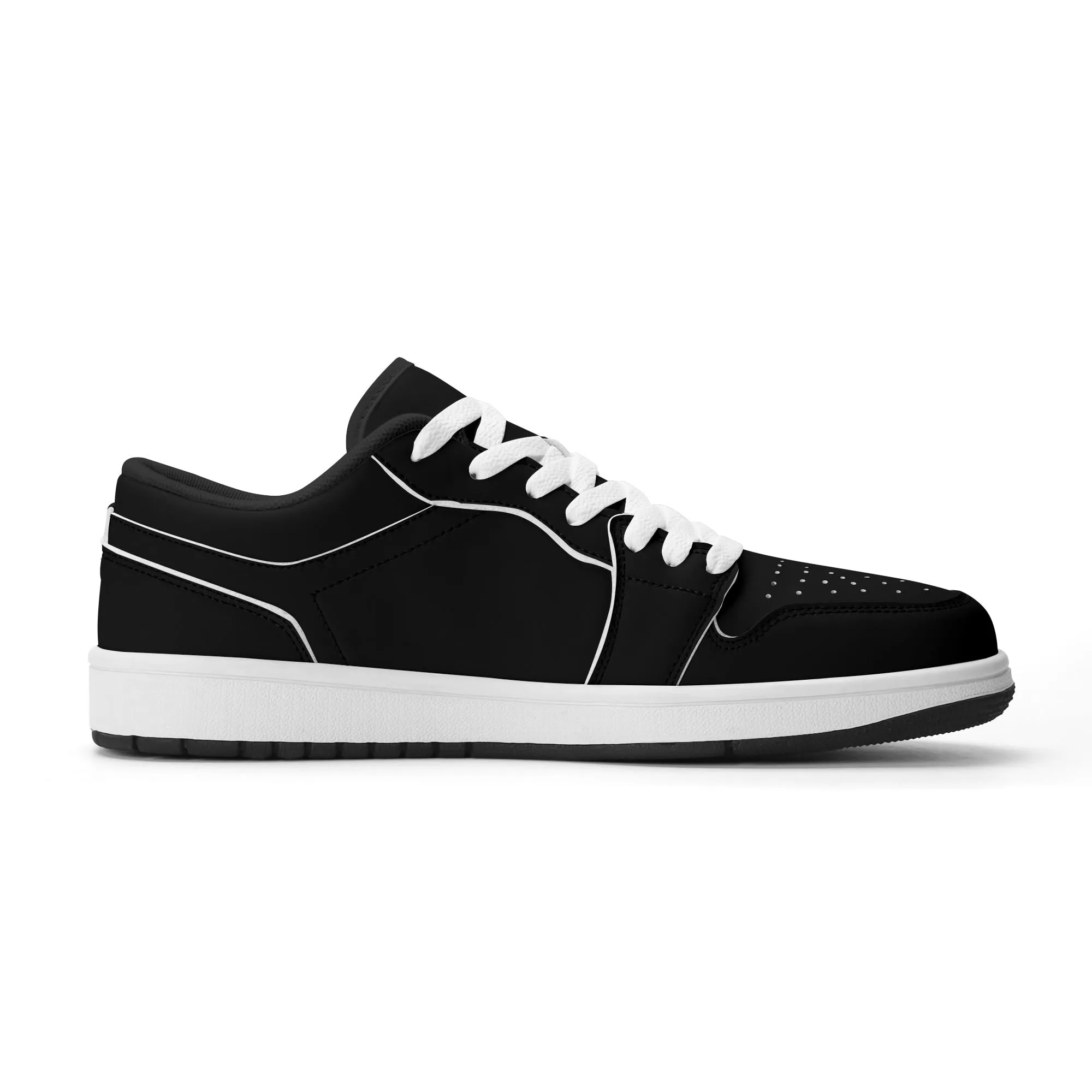 Schwarze Low Top Leder Sneaker für Damen