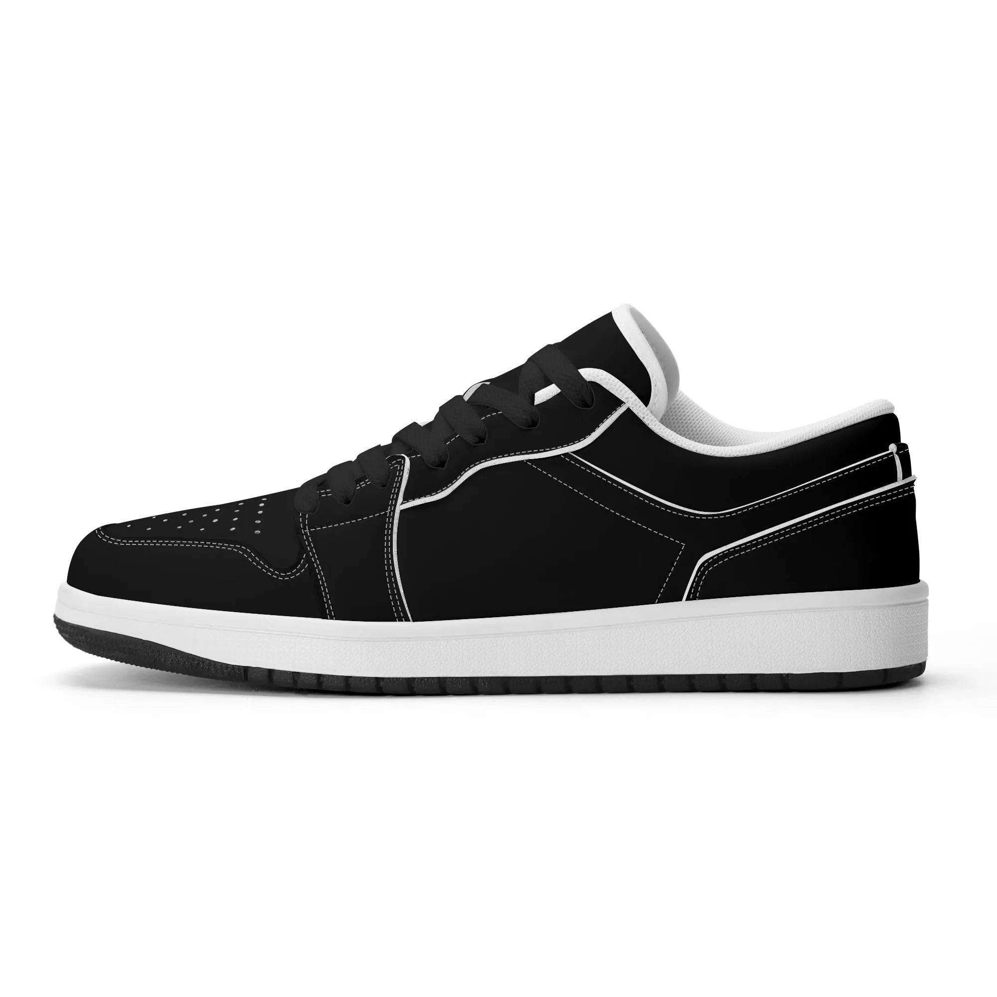 Schwarze Low Top Leder Sneaker für Damen