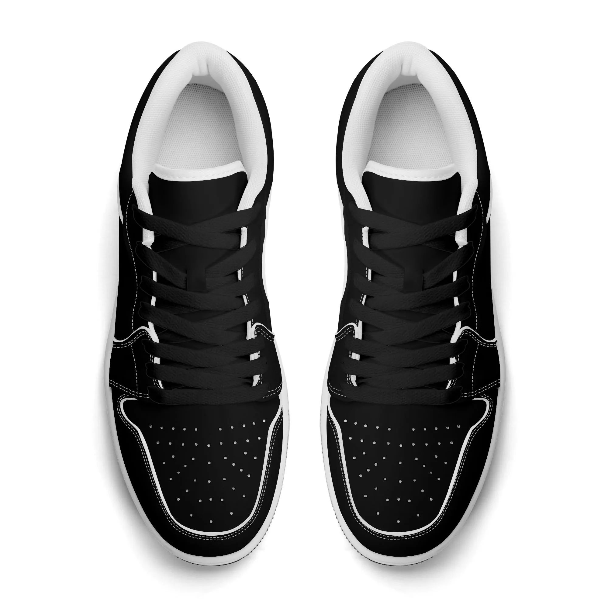 Schwarze Low Top Leder Sneaker für Damen