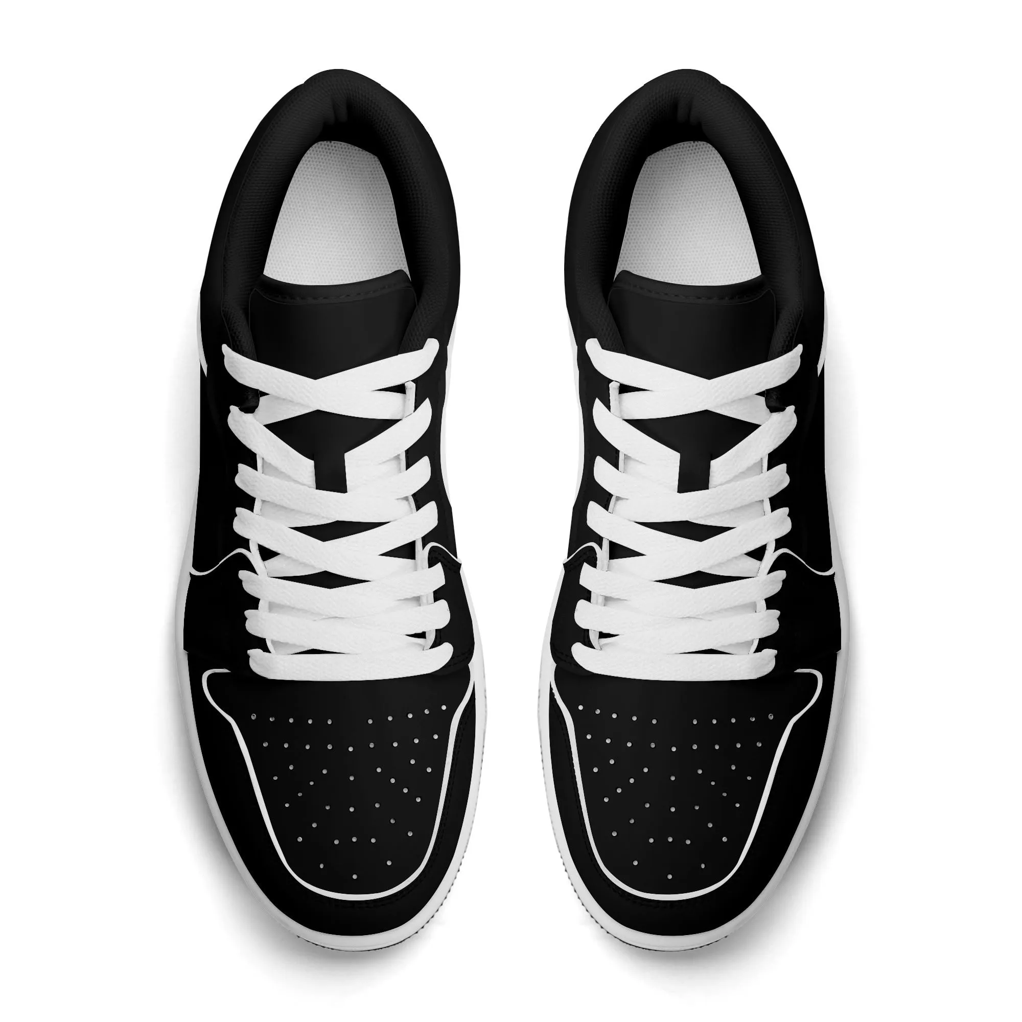 Schwarze Low Top Leder Sneaker für Damen