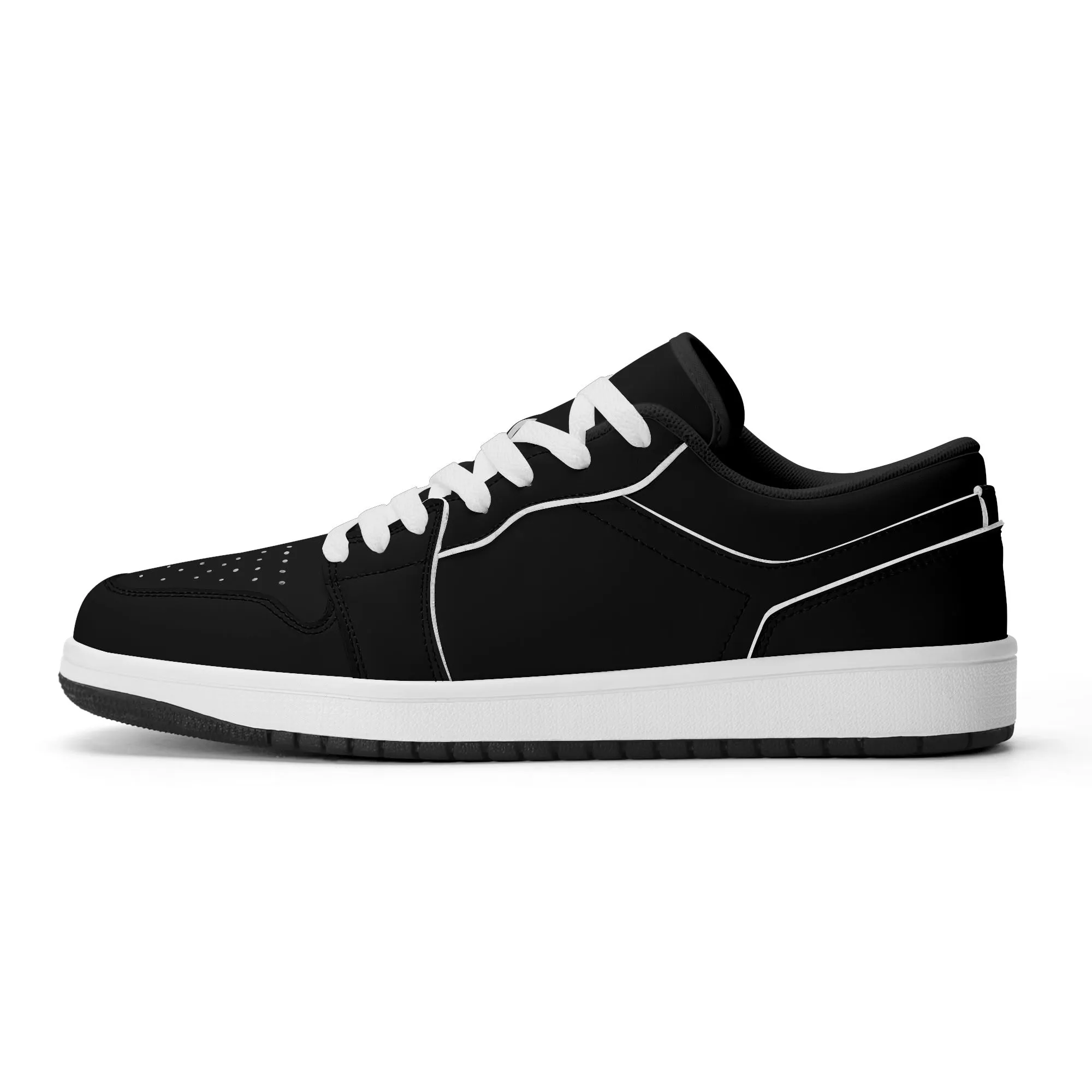 Schwarze Low Top Leder Sneaker für Damen