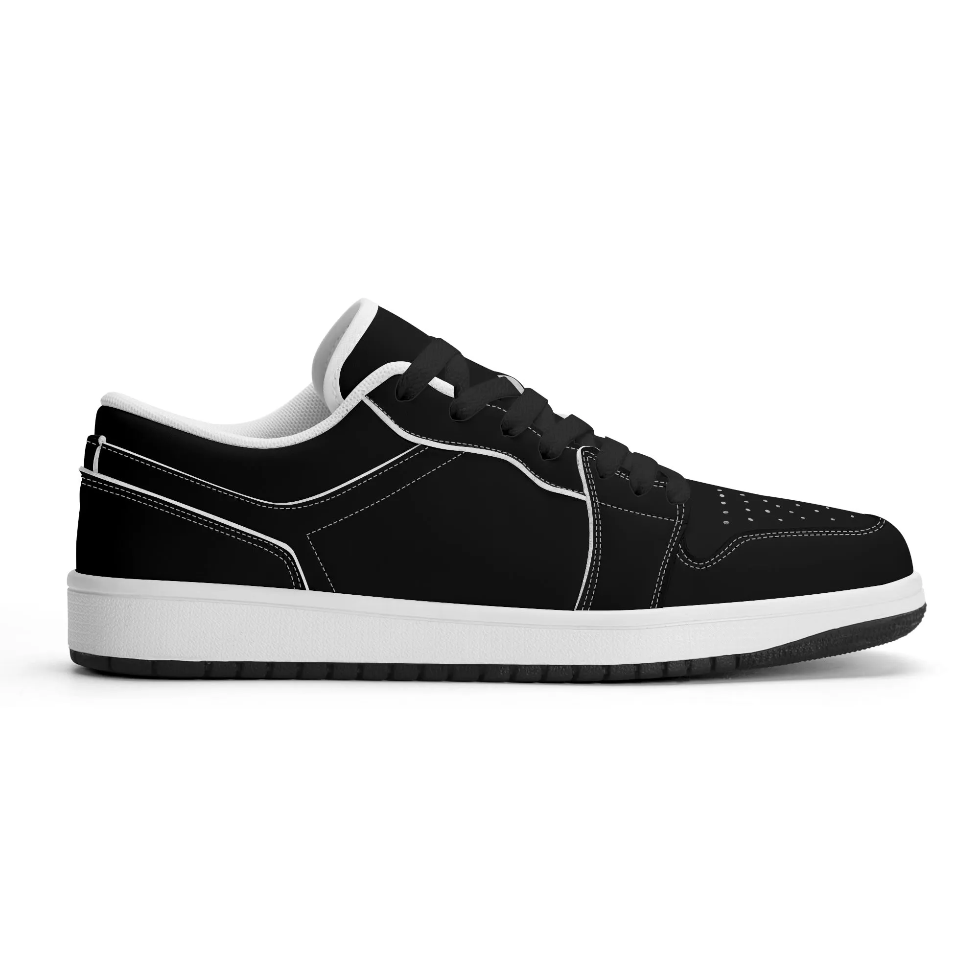 Schwarze Low Top Leder Sneaker für Damen