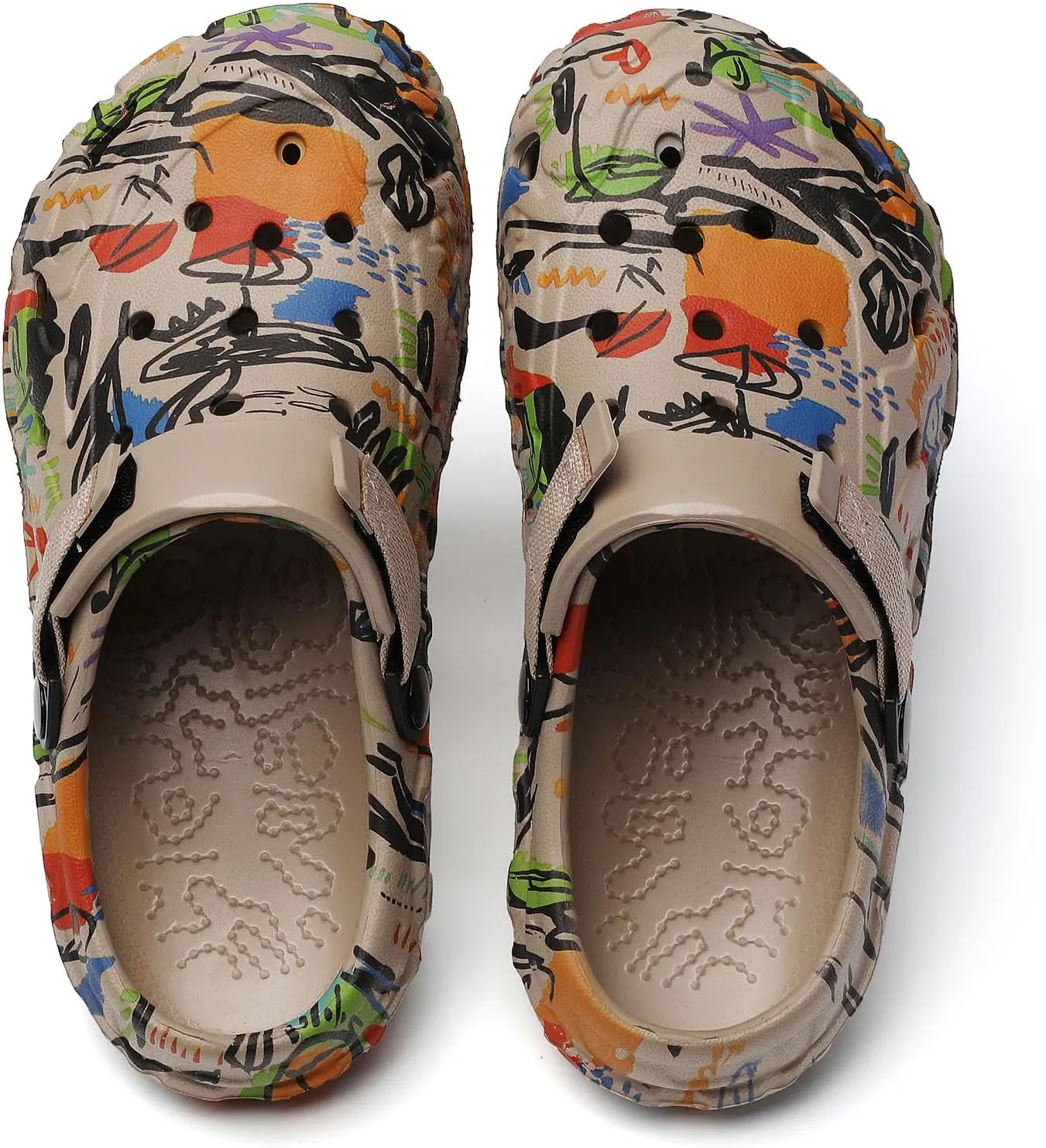 SECHRITE Womens Mens Clogs Garden Shoes Graffiti Slip On Mules Sports Sandals Unisex Adult Athletic Summer Outdoor Beach Slippers Water Shower Shoes