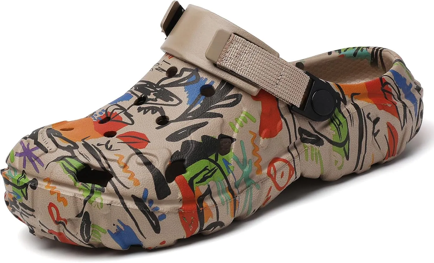 SECHRITE Womens Mens Clogs Garden Shoes Graffiti Slip On Mules Sports Sandals Unisex Adult Athletic Summer Outdoor Beach Slippers Water Shower Shoes