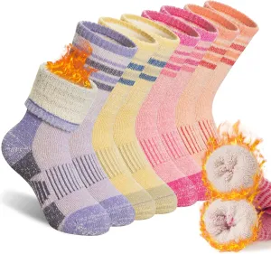 SeeyAN Kids Merino Wool Hiking Socks Boys Girls Thermal Winter Warm Boot Toddlers Thick Cushion Socks 4 Pairs